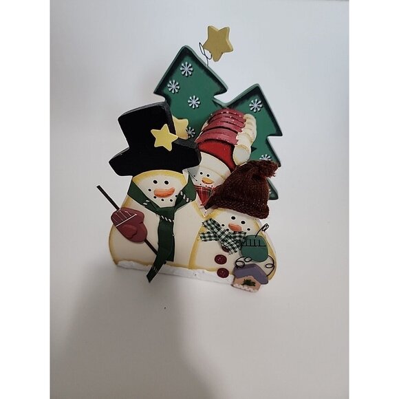 Snowman Family Drink Coaster Set of 6 With Wood Box Holder - Picture 1 of 8
